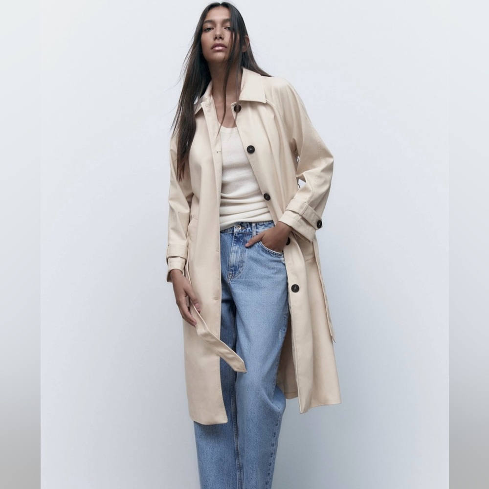 Zara Faux Leather Trench Coat